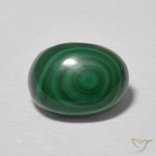 Malachite naturale verde da 2,53 ct, taglio ovale, opaco