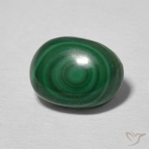 Malachite naturale verde da 2,53 ct, taglio ovale, opaco