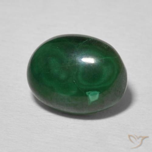 Malachite Verde scuro naturale da 2.97 ct, Ovale, Opaco