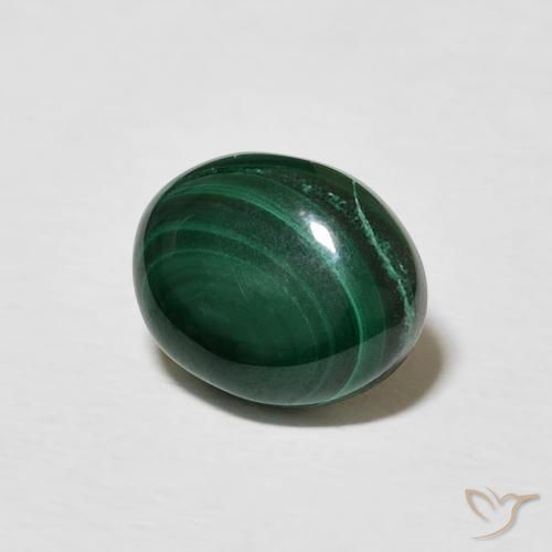 Malachite Verde scuro naturale da 3.10 ct, Ovale, Opaco