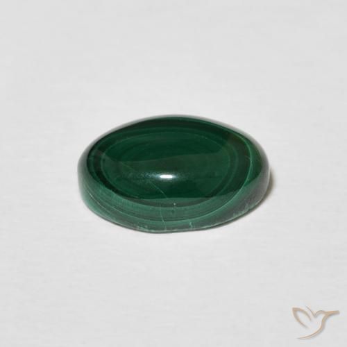 Malachite Verde scuro naturale da 3.10 ct, Ovale, Opaco