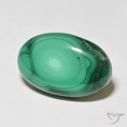 Malachite Verde medio naturale da 24.61 ct, Ovale, Opaco