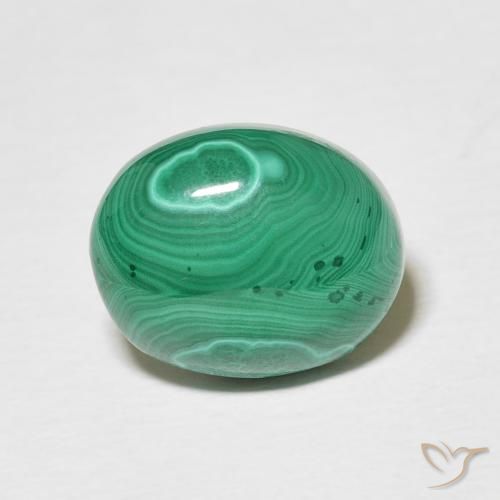 Malachite naturale verde da 4,33 ct, taglio ovale, opaco