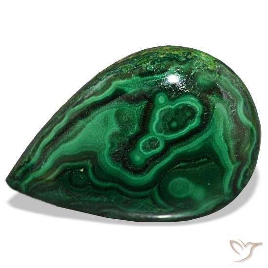 Malachite naturale verde da 17,31 ct, taglio a pera, opaco