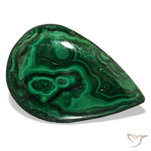 Malachite naturale verde da 17,31 ct, taglio a pera, opaco