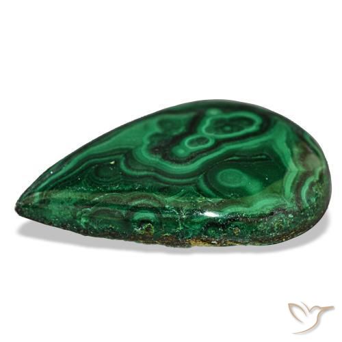 Malachite naturale verde da 17,31 ct, taglio a pera, opaco