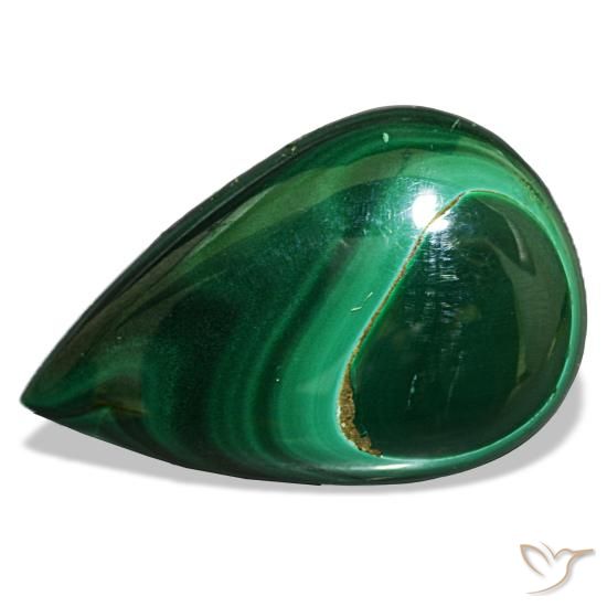 Malachite naturale verde da 24,28 ct, taglio a pera, opaco