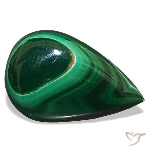 Malachite naturale verde da 24,28 ct, taglio a pera, opaco