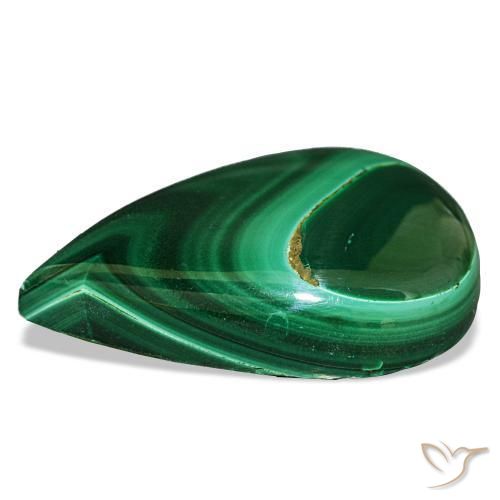 Malachite naturale verde da 24,28 ct, taglio a pera, opaco