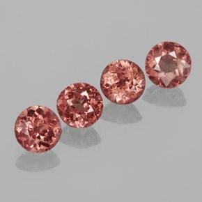 Gemme di Granato malese Rosa rossastra naturale da 3.03 ct, Taglio rotondo, VS