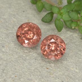 Gemme di Granato malese Rosa arancione naturale da 1.24 ct, Taglio rotondo, VS
