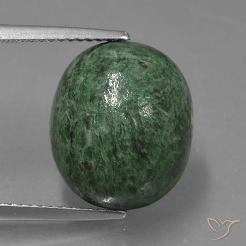 13.37ct Naturale Verde Pino Pallido Maw-sit-sit, Ovale, Opaco