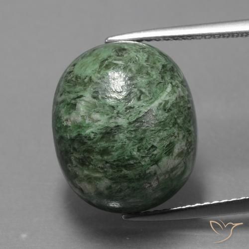 17.19ct Naturale Verde terroso Maw-sit-sit, Ovale, Opaco