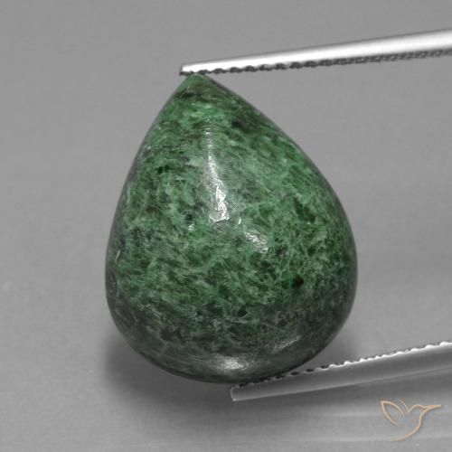 14.34ct Naturale Verde medio Maw-sit-sit, Forma a pera, Opaco