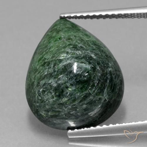 Maw-sit-sit Verde Pino Pallido naturale da 10.90 ct, Forma a pera, Opaco