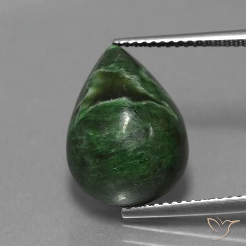 Maw-sit-sit naturale verde da 9,44 ct, taglio a pera, opaco