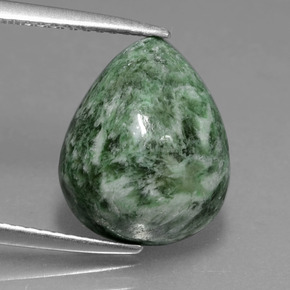 Maw-sit-sit verde terroso naturale da 6,89 ct, taglio a pera, opaco