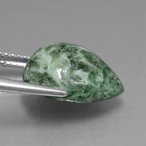 Maw-sit-sit verde terroso naturale da 6,89 ct, taglio a pera, opaco