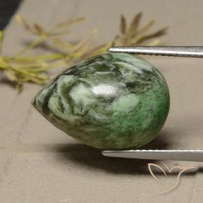 Maw-sit-sit naturale verde da 12,54 ct, taglio a pera, opaco