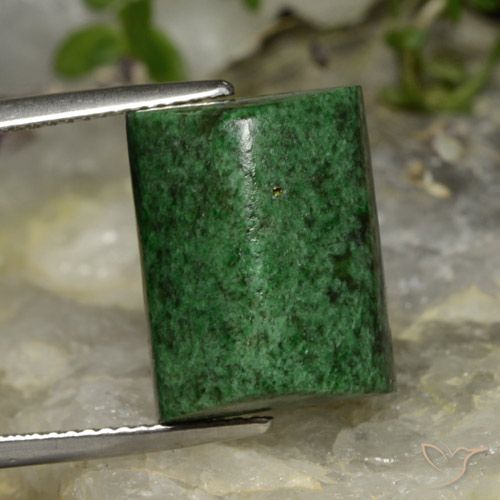 16.56ct Naturale Verde scuro Maw-sit-sit, Taglio a baguette, Opaco