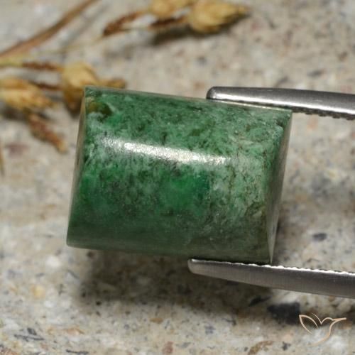 Maw-Sit-Sit Verde Pino Pallido naturale da 11.45 ct, Taglio a baguette, Opaco