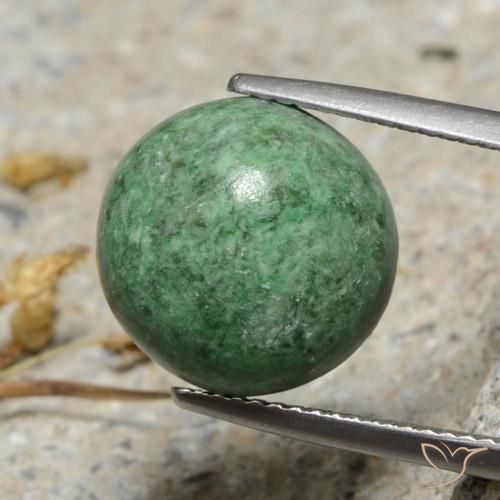 Maw-Sit-Sit Verde Pino Pallido naturale da 9.30 ct, Rotondo, Opaco
