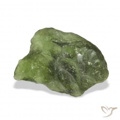 Moldavite Verde caldo naturale da 12.24 ct, Taglio a fantasia, Traslucido
