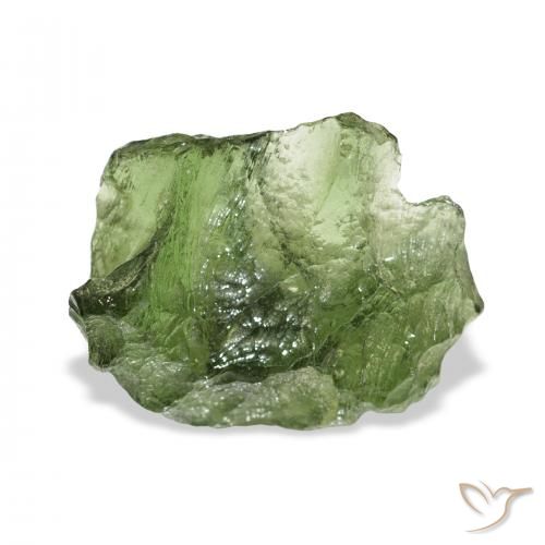 8.87ct Naturale Verde medio Moldavite, Taglio a fantasia, Traslucido