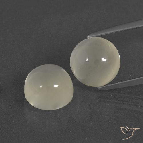 7.11ctw Naturale Bianco caldo Pietra di luna, Rotondo, Traslucido