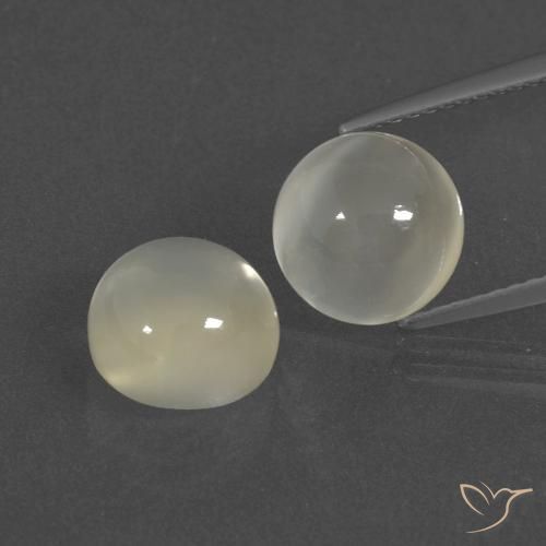 6.70ctw Naturale Bianco caldo Pietra di luna, Rotondo, Traslucido