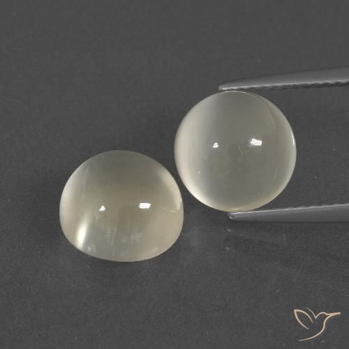6.83ctw Naturale Bianco caldo Pietra di luna, Rotondo, Traslucido