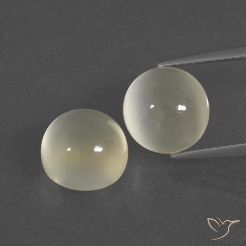 7.25ctw Naturale Bianco caldo Pietra di luna, Rotondo, Traslucido