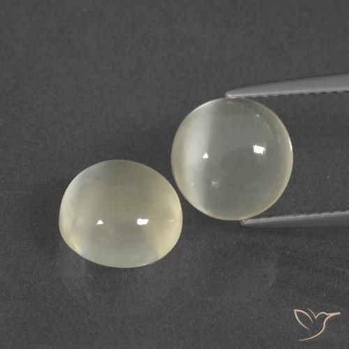 5.91ctw Naturale Bianco caldo Pietra di luna, Rotondo, Traslucido