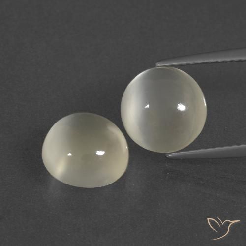 5.98ctw Naturale Bianco caldo Pietra di luna, Rotondo, Traslucido