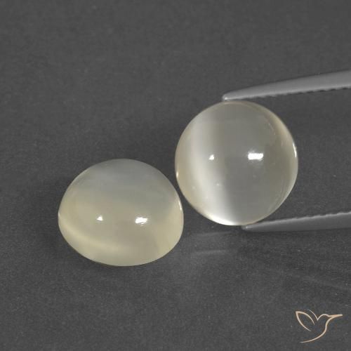 6.10ctw Naturale Bianco caldo Pietra di luna, Rotondo, Traslucido