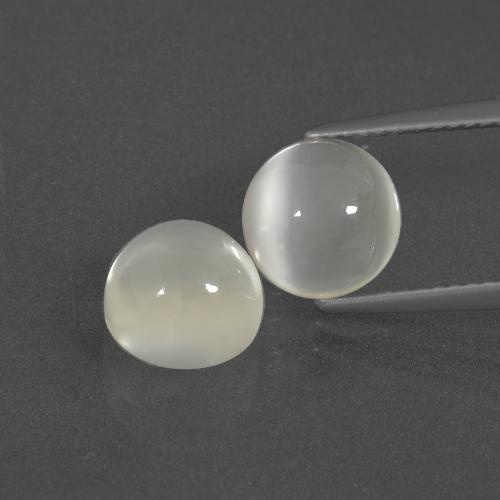 Pietra di luna naturale bianco da 5,17 ct, taglio rotondo, traslucido