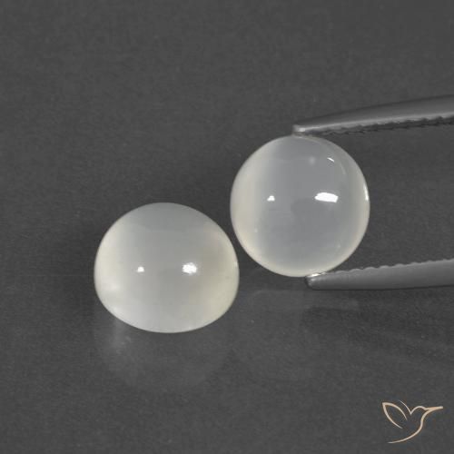 4.80ctw Naturale Bianco caldo Pietra di luna, Rotondo, Traslucido