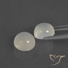 Gemme di Pietra di luna Bianco caldo naturale da 4.80 ct, Rotondo, Traslucido