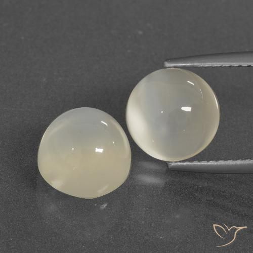 7.84ctw Naturale Bianco caldo Pietra di luna, Rotondo, Traslucido