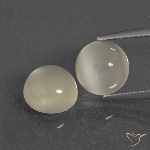 6.21ctw Naturale Bianco caldo Pietra di luna, Rotondo, Traslucido