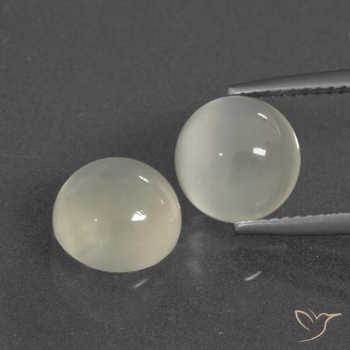 6.56ctw Naturale Bianco caldo Pietra di luna, Rotondo, Traslucido