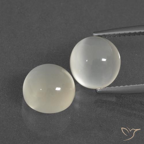 7.23ctw Naturale Bianco caldo Pietra di luna, Rotondo, Traslucido