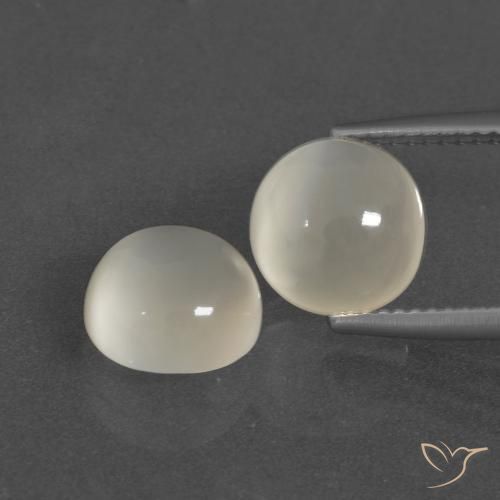 6.28ctw Naturale Bianco caldo Pietra di luna, Rotondo, Traslucido