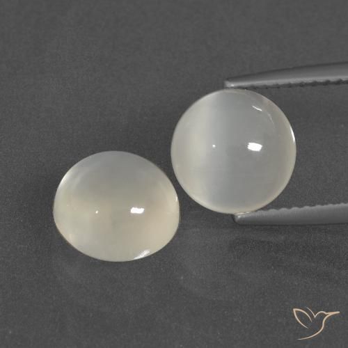 6.11ctw Naturale Bianco caldo Pietra di luna, Rotondo, Traslucido