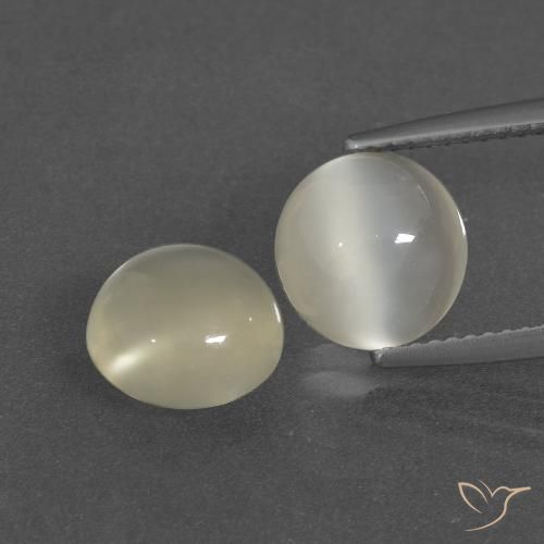 5.40ctw Naturale Bianco caldo Pietra di luna, Rotondo, Traslucido