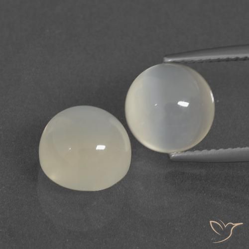 7.30ctw Naturale Bianco caldo Pietra di luna, Rotondo, Traslucido
