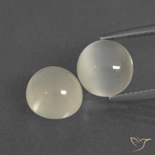 6.91ctw Naturale Bianco caldo Pietra di luna, Rotondo, Traslucido
