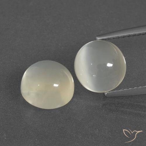 6.73ctw Naturale Bianco caldo Pietra di luna, Rotondo, Traslucido