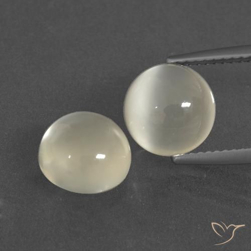 6.43ctw Naturale Bianco caldo Pietra di luna, Rotondo, Traslucido