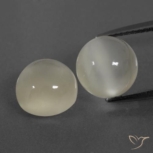 7.14ctw Naturale Bianco caldo Pietra di luna, Rotondo, Traslucido